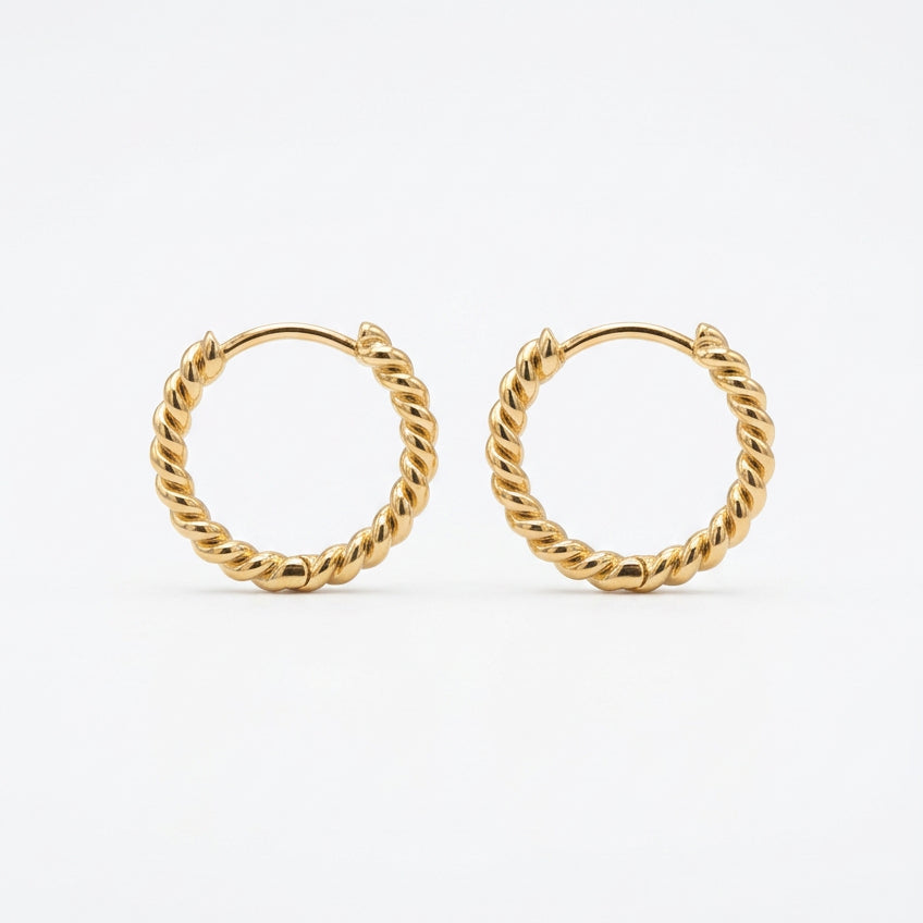 Gold Plated Twist Huggie Earrings