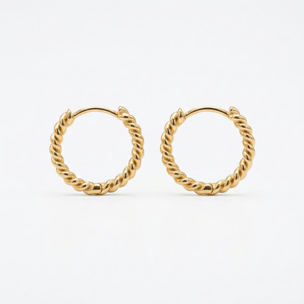 Gold Plated Twist Huggie Earrings