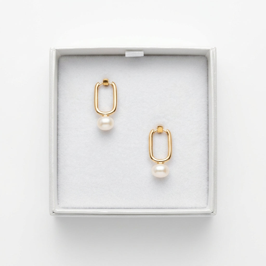 Gold Plated Pearl Huggies