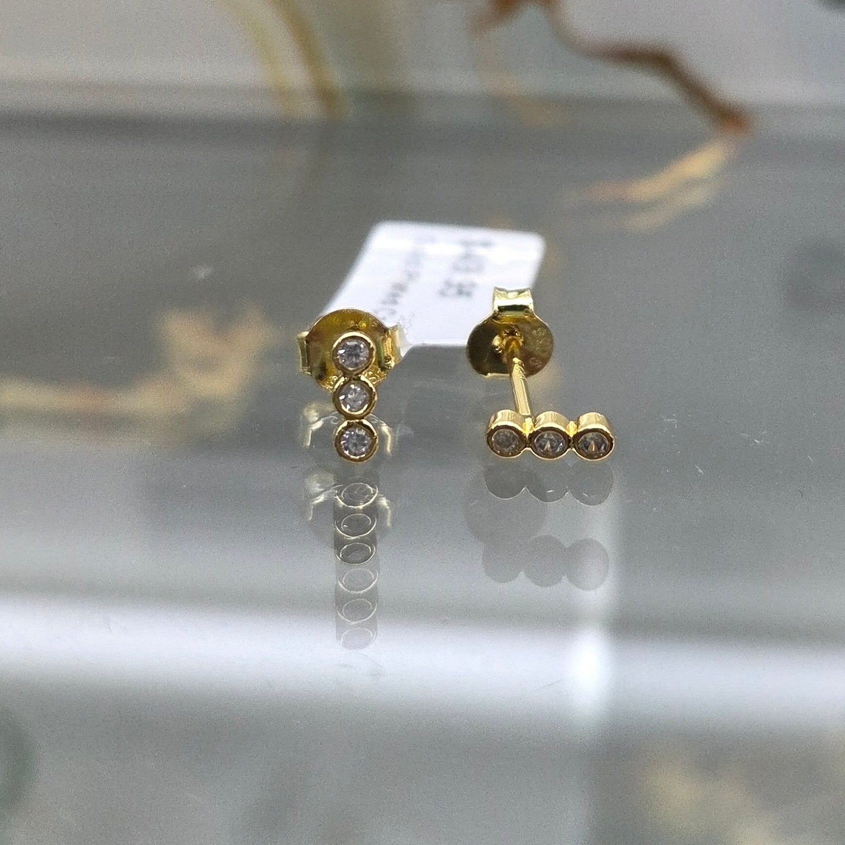 Gold Plated Cz Stud Earrings