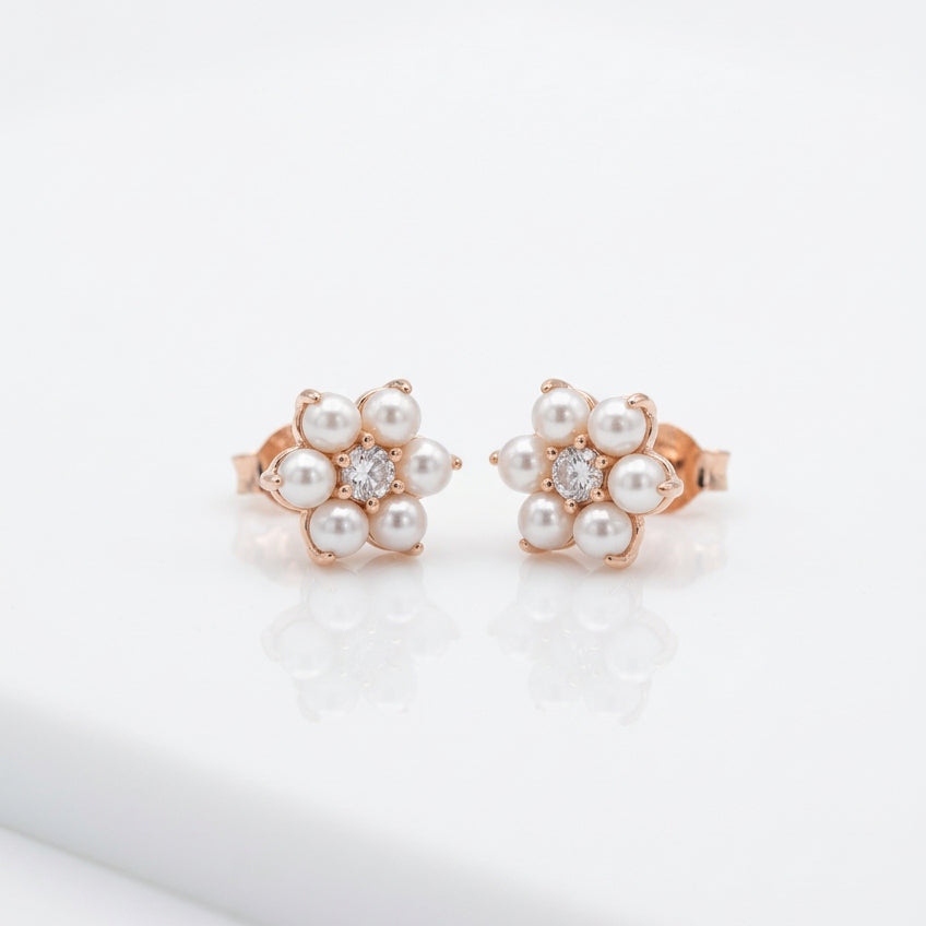 Rose Gold Plated Pearl Earrings