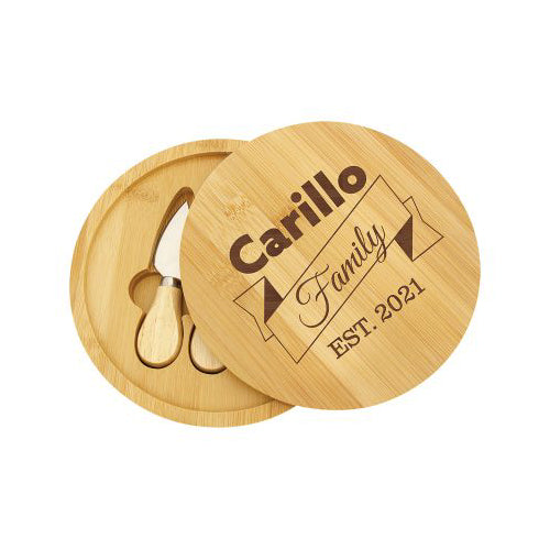 Bamboo engraved cheese set