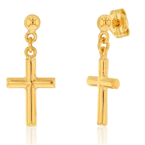 9ct cross drop earrings
