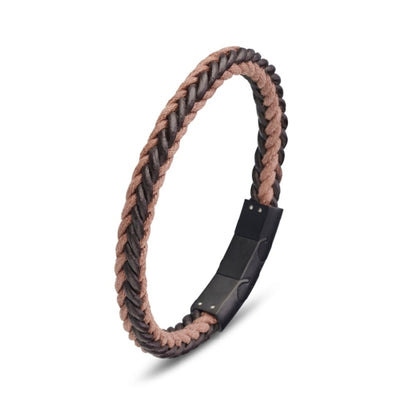 Stainless Steel Mens Leather Bracelet