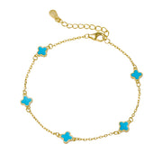 Gold plated multi flower bracelet
