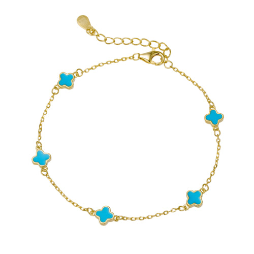 Gold plated multi flower bracelet