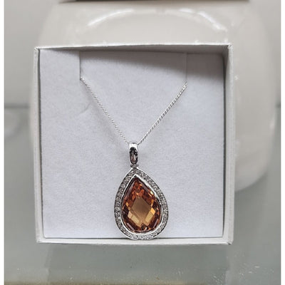 Sterling silver Amber CZ pendant