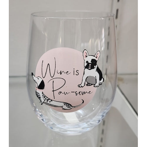 Wine is pawsome glass