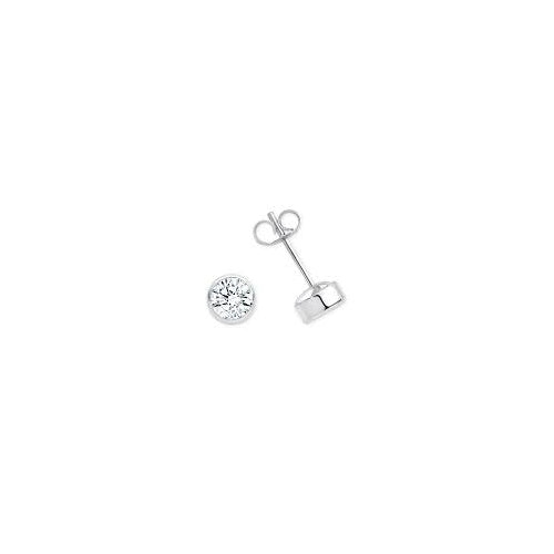 9ct white gold stud CZ earring