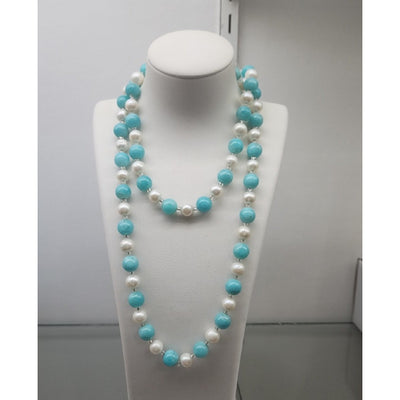 Pearl & Amosonite strand necklace