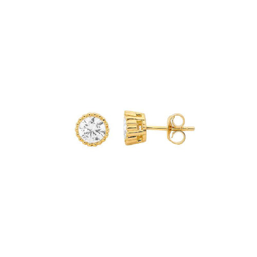 Crown set CZ stud earrings