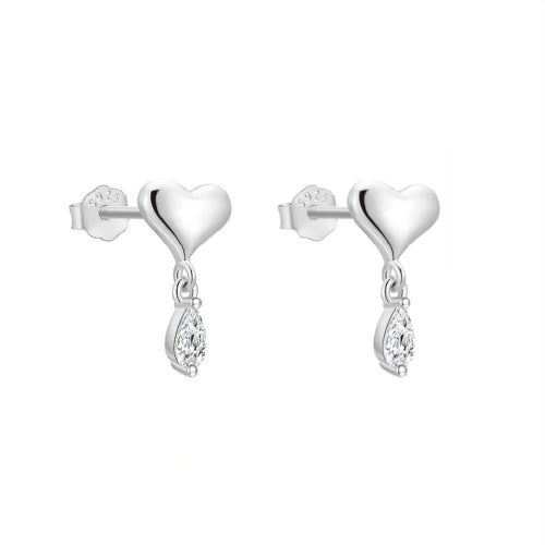 Heart earrings cz drop