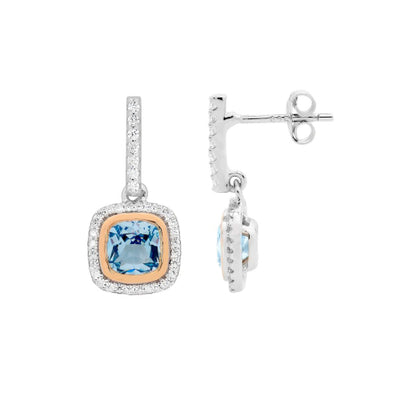 Sterling silver blue cz earrings