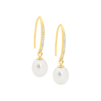 Sterlins silver pearl and cz earrings