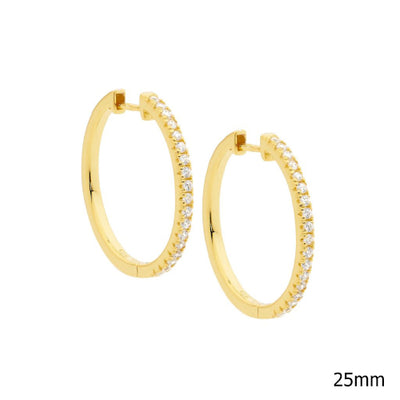 Gold plated CZ hoop earrings