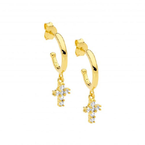 Sterling silver cross earrings