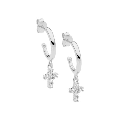 Sterling silver cross earrings