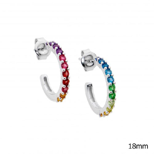 Sterlins silver multi colour cz hoops