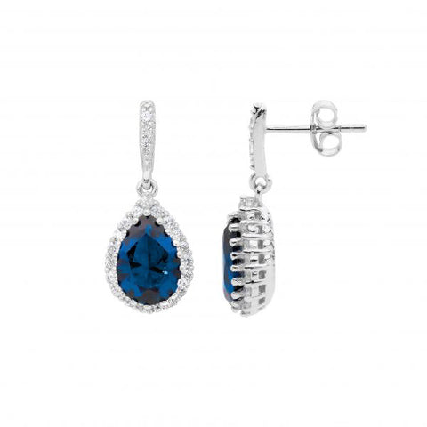 Sterling silver blue cz earrings