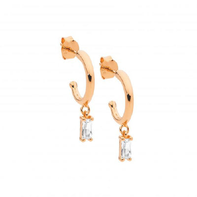 Sterling silver gold plated cz earrings.