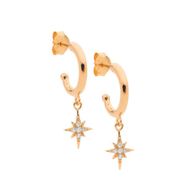 Sterling silver gold plated cz earrings.