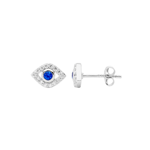 Sterling silver evil eye earrings