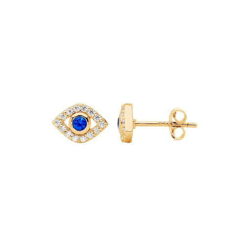 Gold plated evil eye earrings