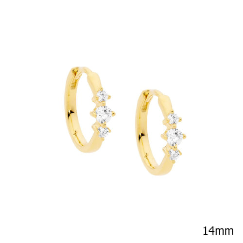 Gold plated cubic zirconia huggies