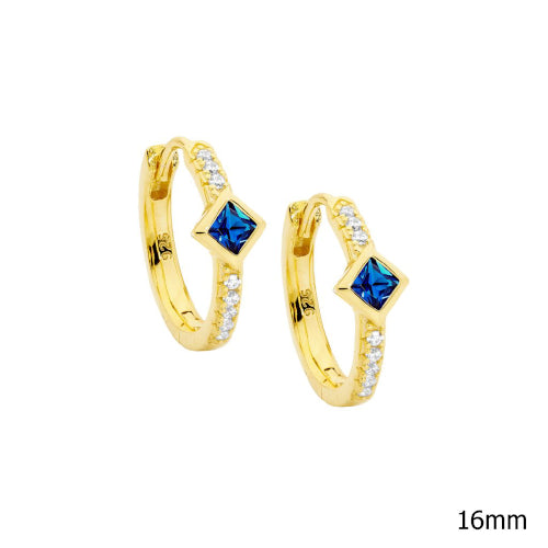Blue CZ hoop earrings