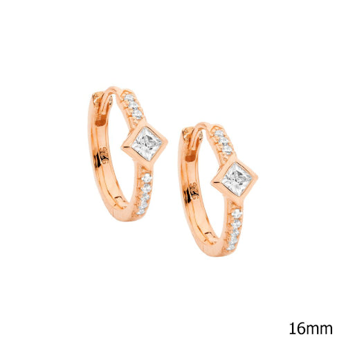 Rose plated & CZ hoops