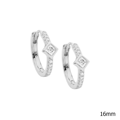 CZ silver hoops