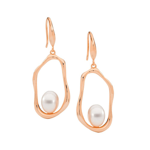 Rose gold plated wave earrings