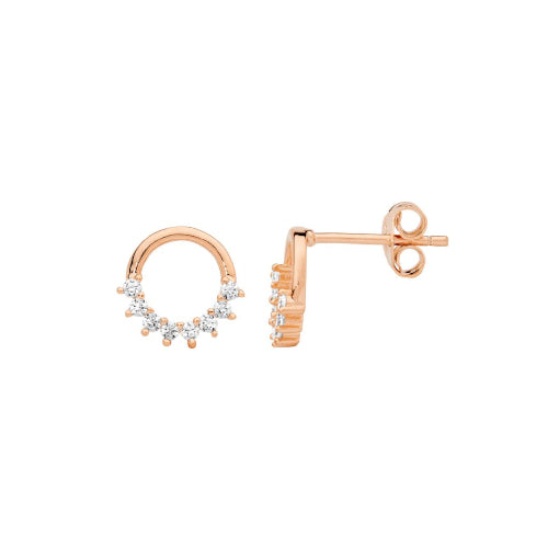 Open circle curbic zirconia earrings