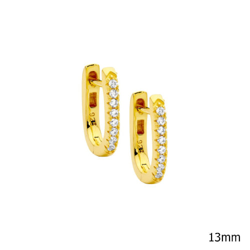 CZ oval hoop earrings