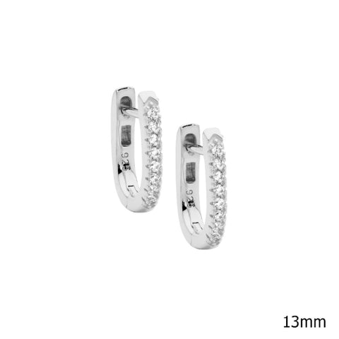 CZ oval hoop earrings,