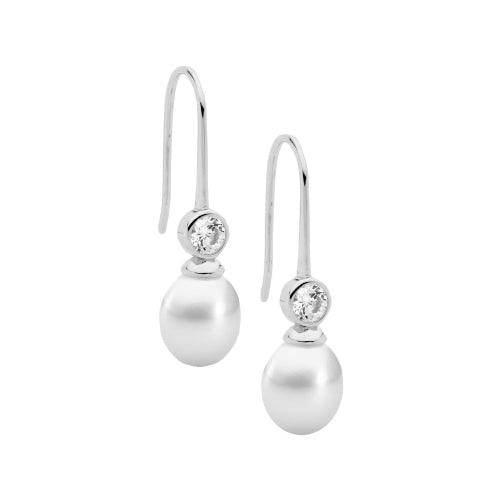 Pearl & Cubic Zirconia hook earrings