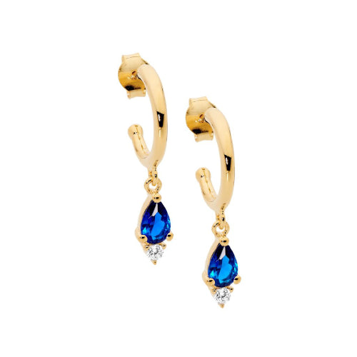 Dark blue CZ hoops