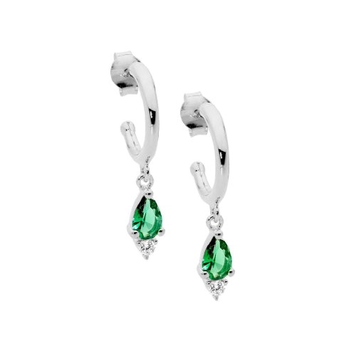 Green cz hoops