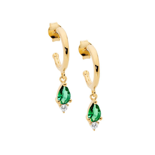 Green CZ hoops
