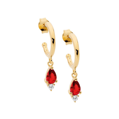 Red cz hoops