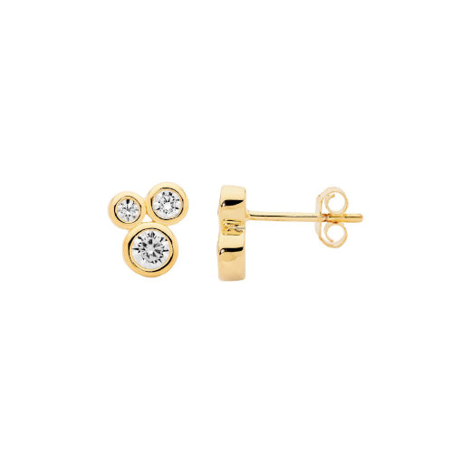 Bezel Set CZ Cluster Earring