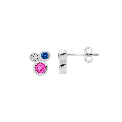 Bezel Set Multi CZ Cluster Earring