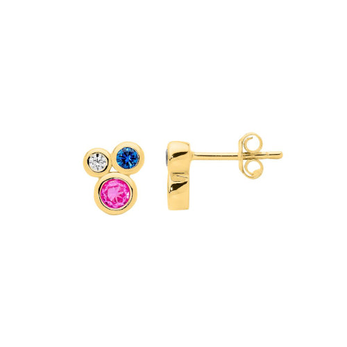 Bezel Set Multi CZ Cluster Earring