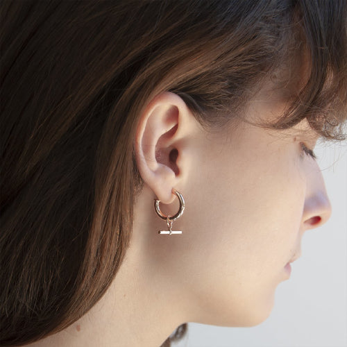 Sterling silver rose gold plated hoop