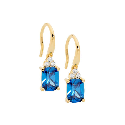 Gold Plated Blue Cz Earrings