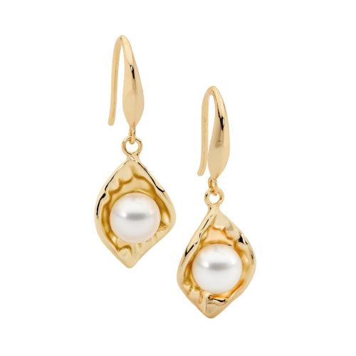 Gold Plated Pearl Drop Earrings