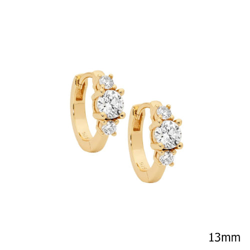 Gold Plated Cz Hoop Earrings