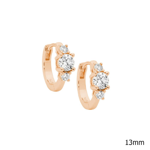 Rose Gold Plated Cz Hoops