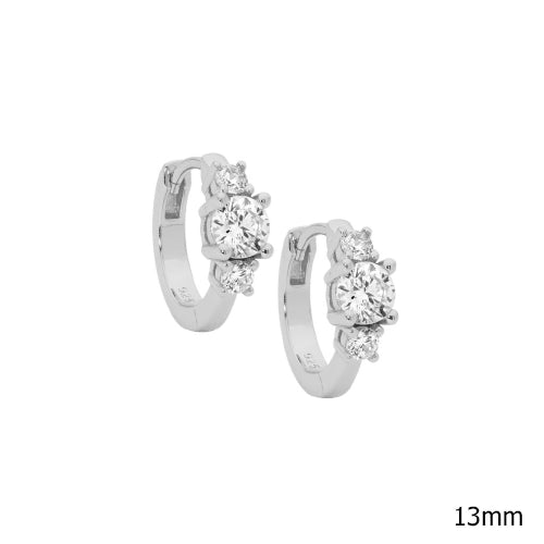 Sterling Silver Cz Hoop Earrings
