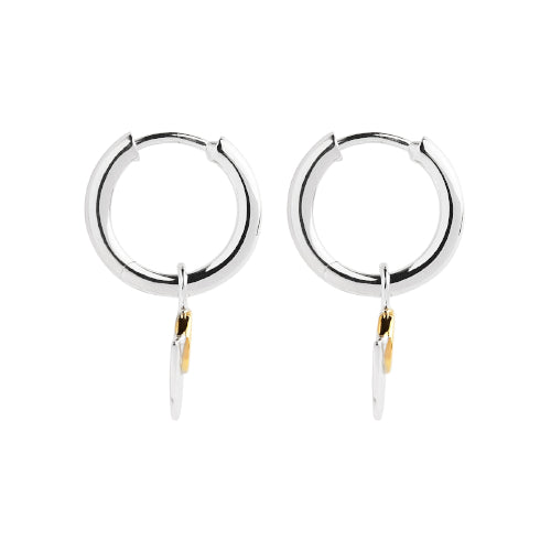 Two tone fan drop earring